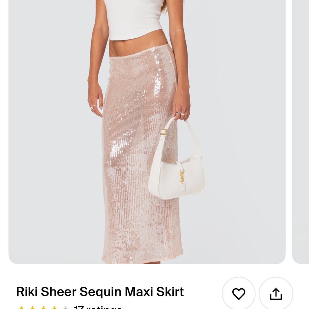 Edikted Riki Sheer Sequin Maxi Skirt - Light Pink